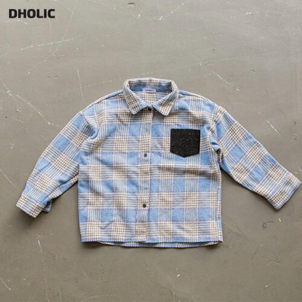 【キッズ30%OFF】配色ポケットチェックシャツ(junior)・u10313 キッズ【9~17才】【bl】【トップス シャツ チェック柄 チェックシャツ 長袖 カジュアル ラフ 配色 女の子 男の子 秋 冬 韓国 韓国子供服 子供 こども 子供服 こども服】【KIDS】