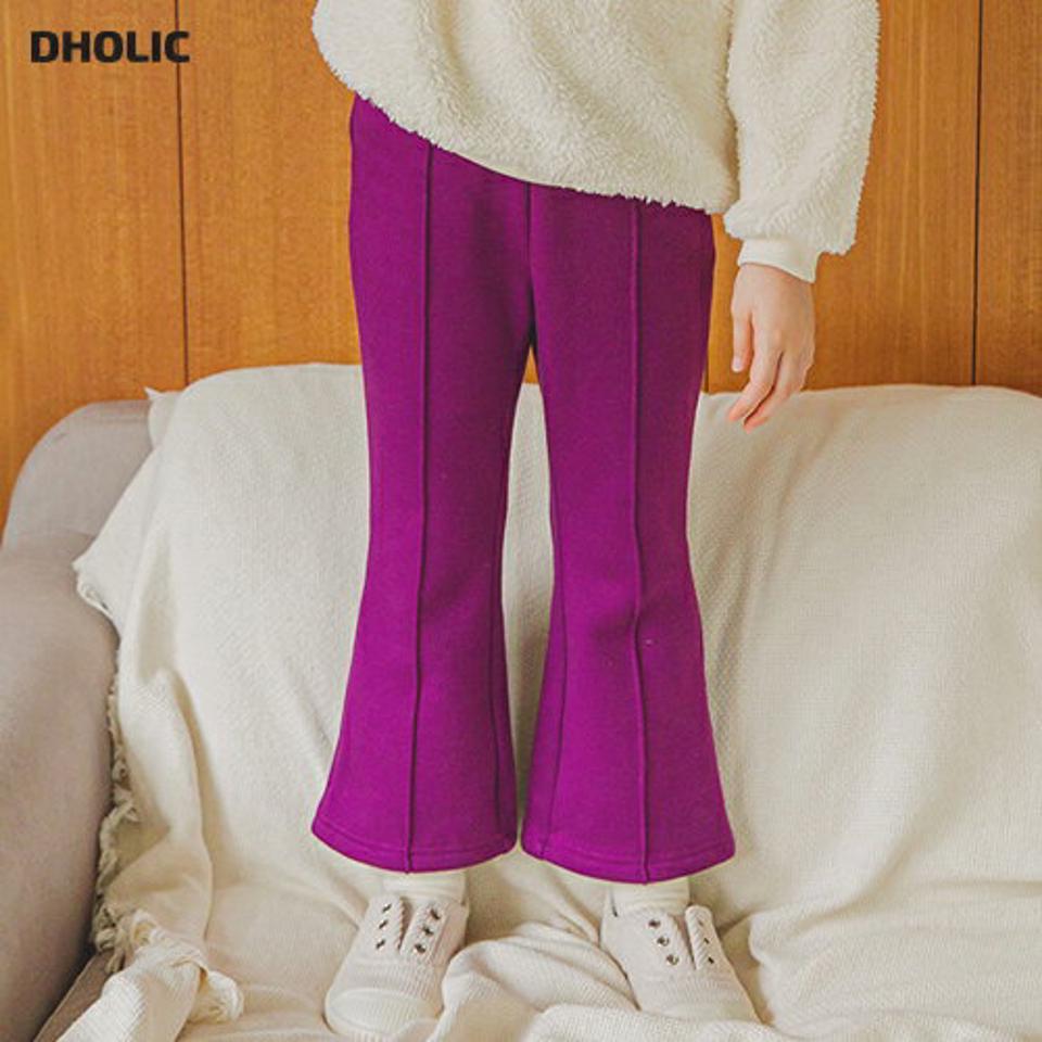 裏起毛ラインブーツカットパンツ(purple)・p009858 キッズ【3~8才】【pt】【パンツ ズボン ロングパンツ 長ズボン ブーツカット ラインパンツ 裏起毛 単色 無地 シンプル 女の子 男の子 冬 韓国 韓国子供服 子供 こども 子供服 こども服】【KIDS】