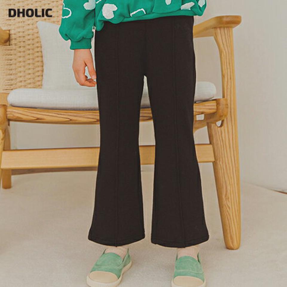 裏起毛ラインブーツカットパンツ(black)・p009862 キッズ【3~8才】【pt】【パンツ ズボン ロングパンツ 長ズボン ブーツカット ラインパンツ 裏起毛 単色 無地 シンプル 女の子 男の子 冬 韓国 韓国子供服 子供 こども 子供服 こども服】【KIDS】