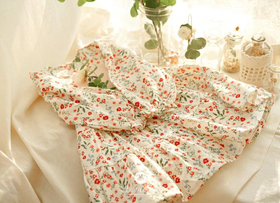 フラワーフレアワンピース・p009219 キッズ【0~2才】【ops】【ワンピース ロング ロングワンピース 長袖 花柄 フラワー フレア フレアワンピース 可愛い かわいい ガーリー 女の子 秋 冬 韓国 韓国子供服 子供 こども 子供服 こども服】【KIDS】