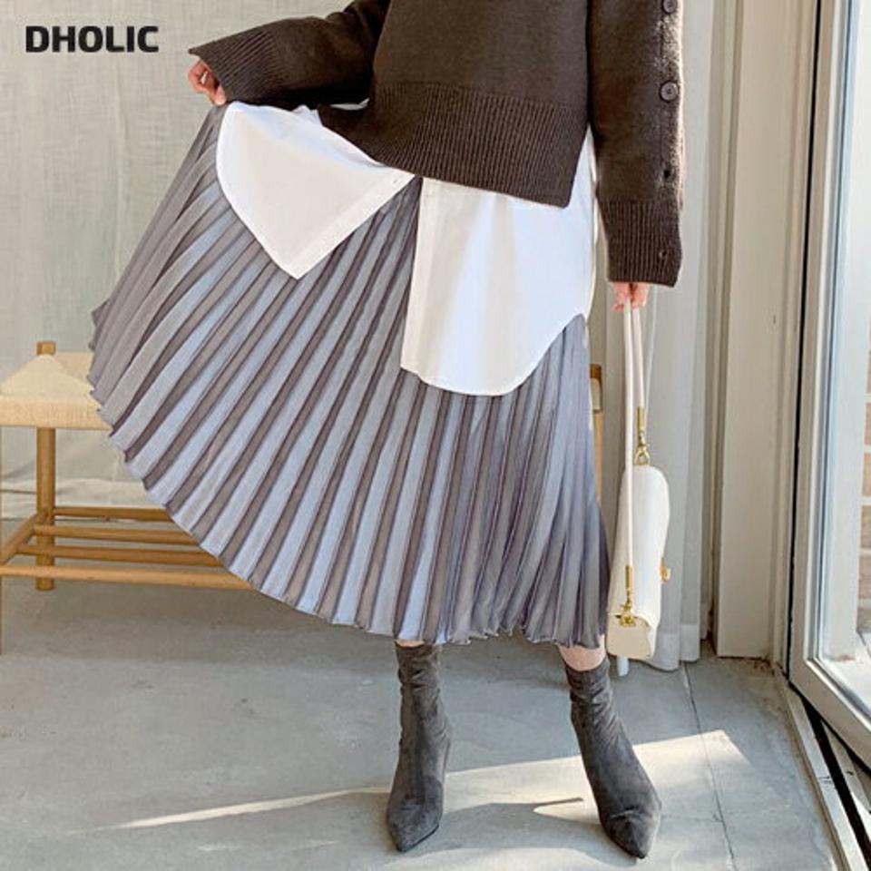 サテンプリーツスカート・全3色・b62299 レディース 【sk】【韓国 ファッション スカート サテン 上品 ゴムスカート 揺れ感 ロング 女の子 プリーツスカート デートコーディ ストレッチ 華やかさ ウエストゴム 光沢 グロッシー カジュアル 秋 冬】