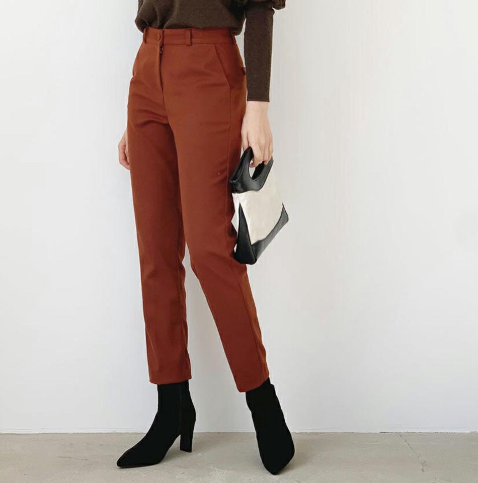 スリムスラックスパンツ・全4色・t62300 レディース 【pt】【韓国 ファッション ボトムス パンツ スリム スラックス ストレッチ 美脚 大人 女の子 無地 冬パンツ 秋パンツ ストレート 細身 タイト ハイウエスト カジュアル 秋 冬】