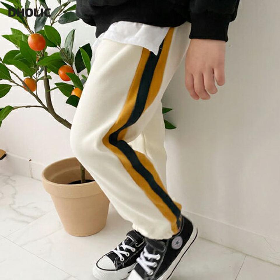 ファー裏地ライン配色パンツ・p009551 キッズ【3~8才】【pt】【パンツ ズボン ロングパンツ 長ズボン ファー サイドライン カジュアル ラフ 女の子 男の子 冬 韓国 韓国子供服 子供 こども 子供服 こども服】【KIDS】