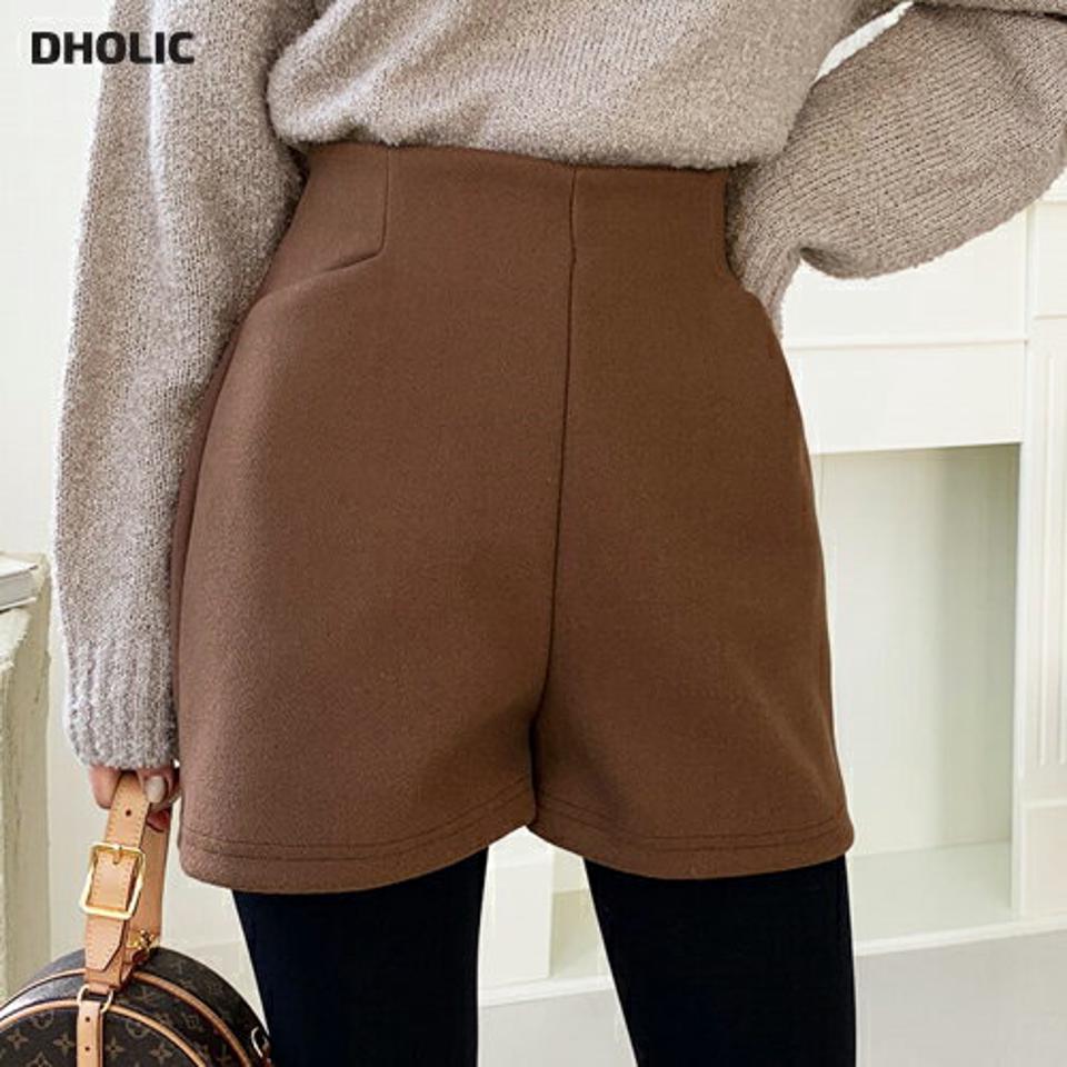 ウール混ショートパンツ・全4色・t64663 レディース 【pt】【韓国 ファッション ボトムス パンツ ショート ミニ 三分丈 3分丈 ワイド ハイウエストパンツ 無地 ウールブレンド カジュアル 秋 冬】