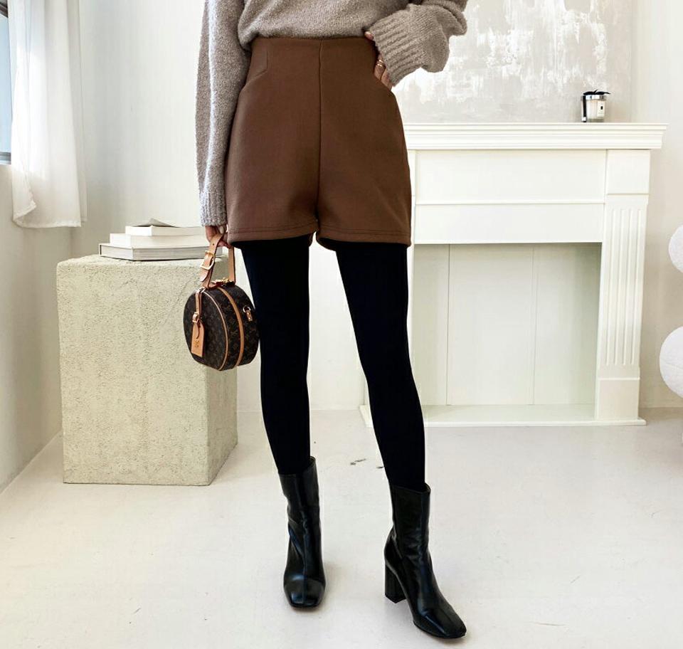 ウール混ショートパンツ・全4色・t64663 レディース 【pt】【韓国 ファッション ボトムス パンツ ショート ミニ 三分丈 3分丈 ワイド ハイウエストパンツ 無地 ウールブレンド カジュアル 秋 冬】