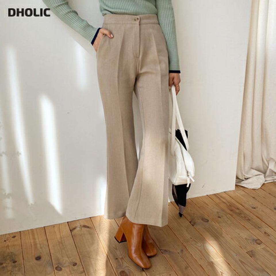 裏起毛ブーツカットスラックス・全3色・b64659 レディース 【pt】【韓国 ファッション ボトムス スラックス ロング フルレングス 10分丈 十分丈 セミブーツカット ハイウエスト 大人 仕事 職場 オフィス 無地 カジュアル 秋 冬】