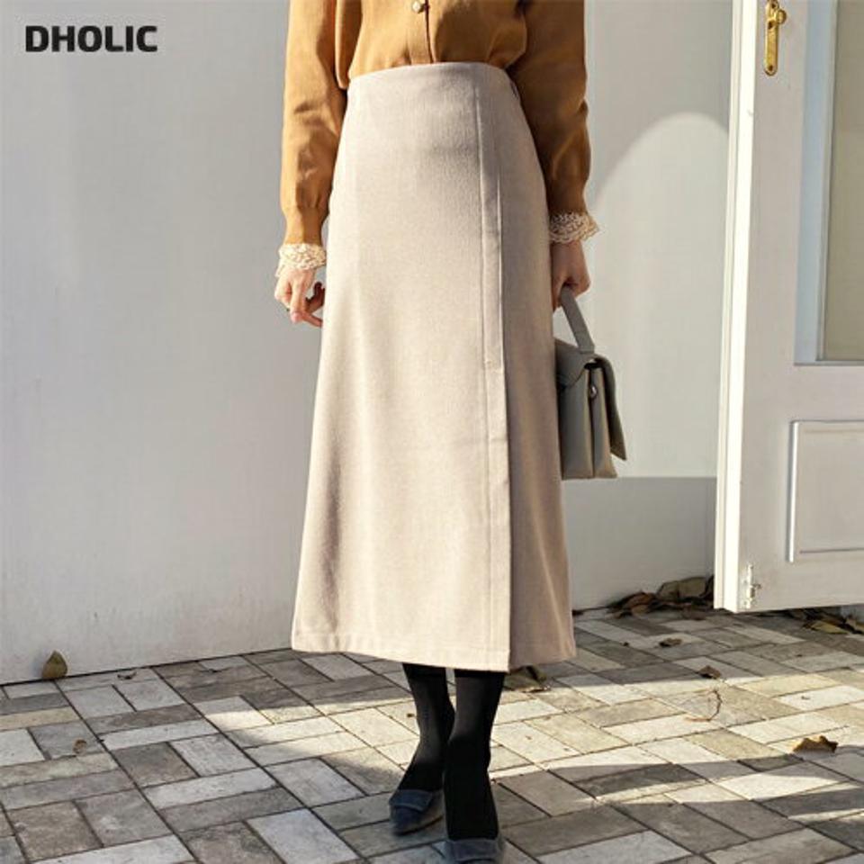 チェックスリットスカート・全2色・b65848 レディース 【sk】【スカート ロング ロングスカート 単色 無地 シンプル スリット シンプル Aライン 大人 きれいめ 秋 冬 韓国 ファッション】【ハイホリHIHOLLI】