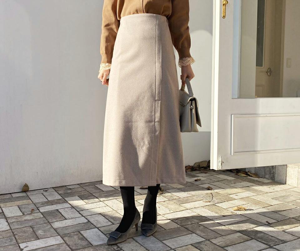 チェックスリットスカート・全2色・b65848 レディース 【sk】【スカート ロング ロングスカート 単色 無地 シンプル スリット シンプル Aライン 大人 きれいめ 秋 冬 韓国 ファッション】【ハイホリHIHOLLI】