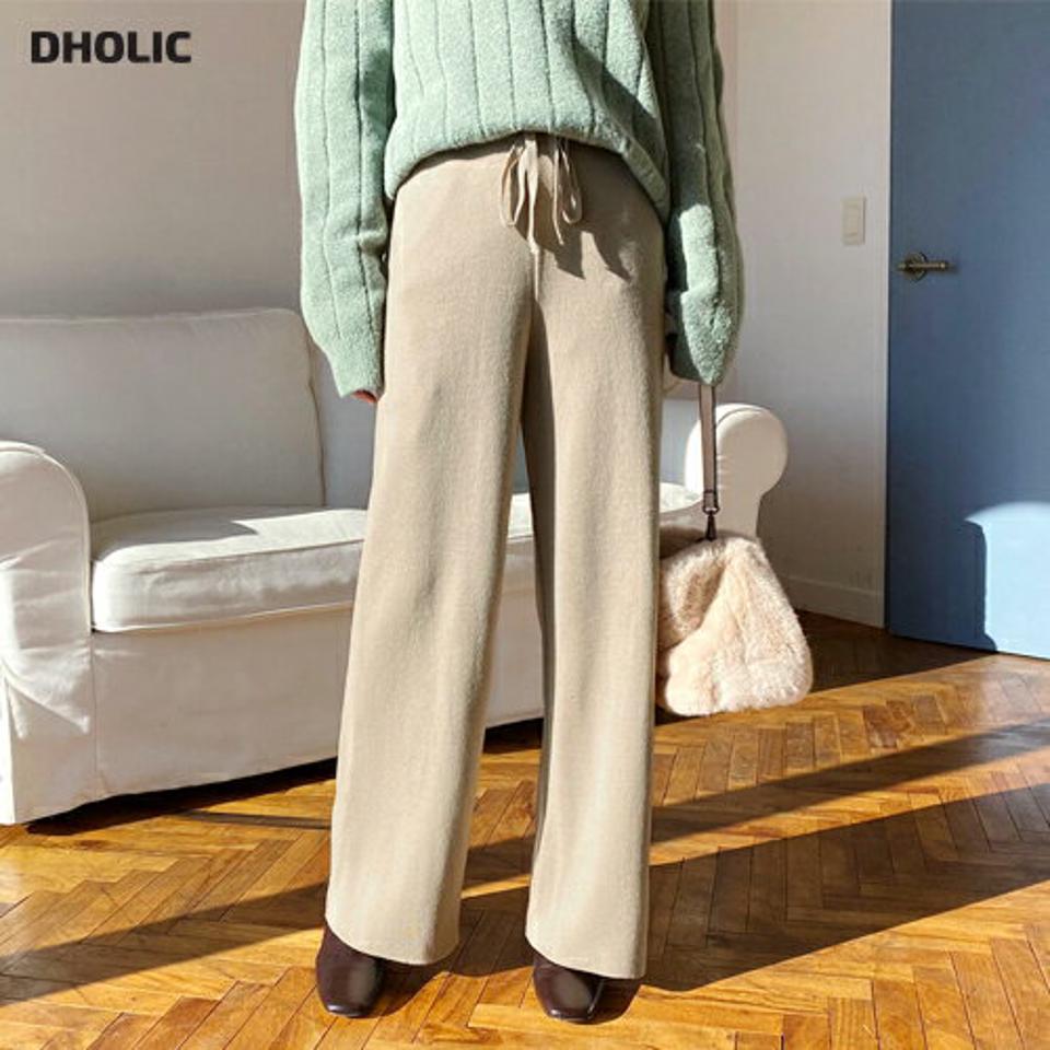 ドロストワイドニットパンツ・全3色・b65851 レディース 【pt】【パンツ ズボン ロングパンツ ニット ニットパンツ ワイド ワイドパンツ ドロスト 単色 無地 シンプル ウエストゴム カジュアル 秋 冬 韓国 ファッション】【ハイホリHIHOLLI】