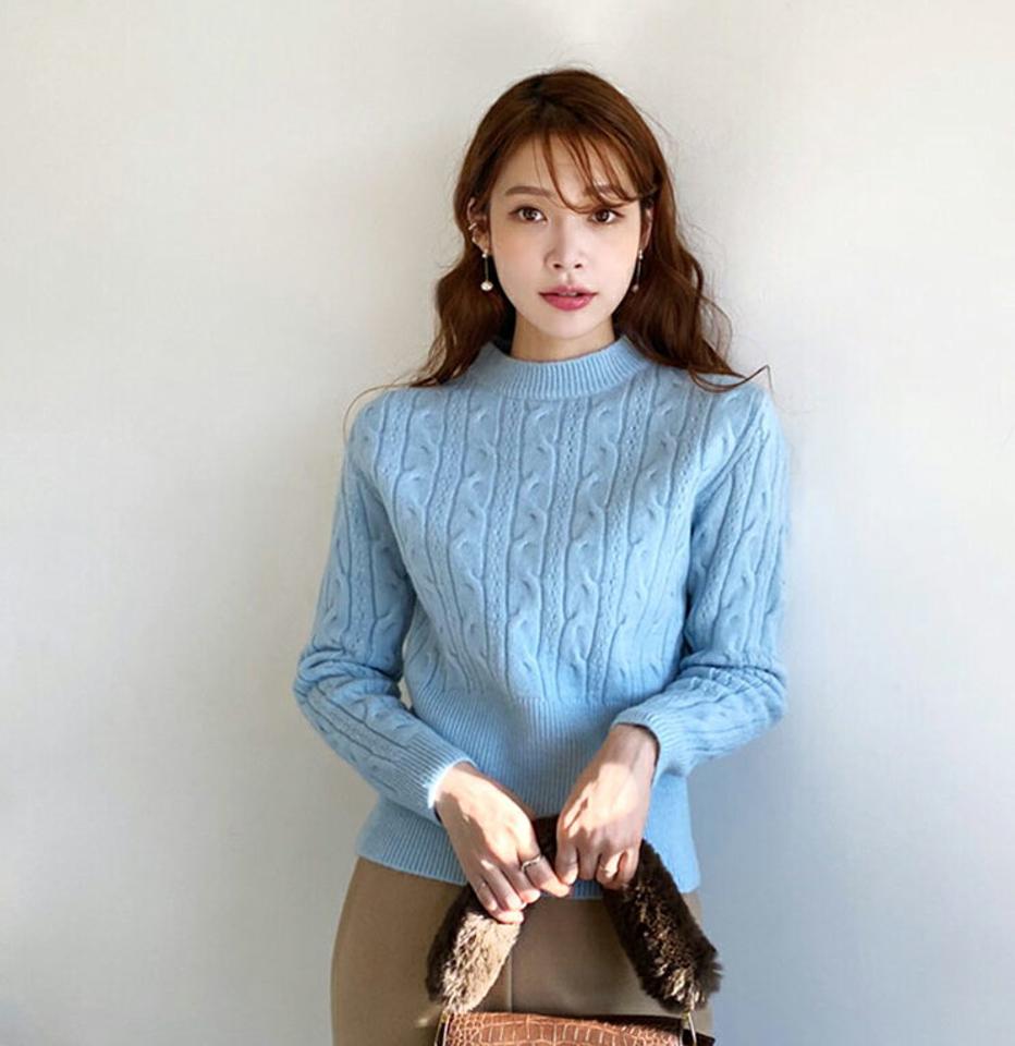 ツイストクロップドニット・全3色・b65832 レディース 【tops】【トップス ニット ニットトップス 長袖 クロップド丈 単色 無地 シンプル ツイスト カジュアル 大人 秋 冬 韓国 ファッション】【ハイホリHIHOLLI】