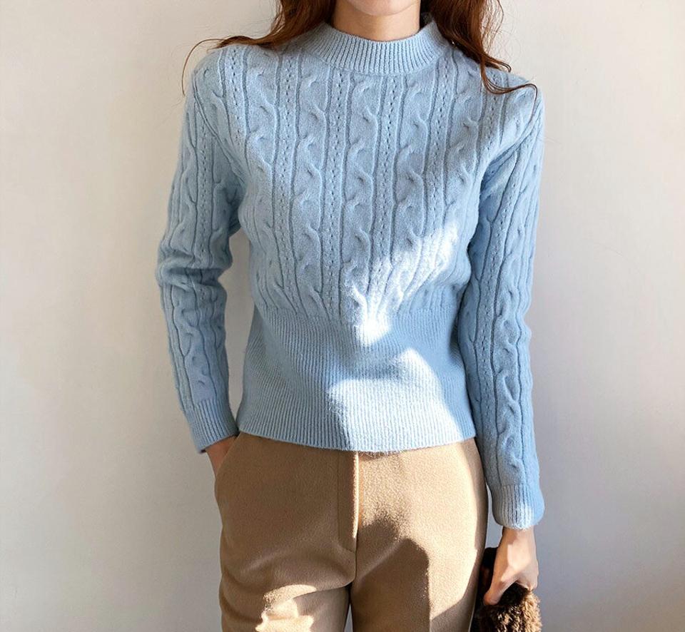 ツイストクロップドニット・全3色・b65832 レディース 【tops】【トップス ニット ニットトップス 長袖 クロップド丈 単色 無地 シンプル ツイスト カジュアル 大人 秋 冬 韓国 ファッション】【ハイホリHIHOLLI】