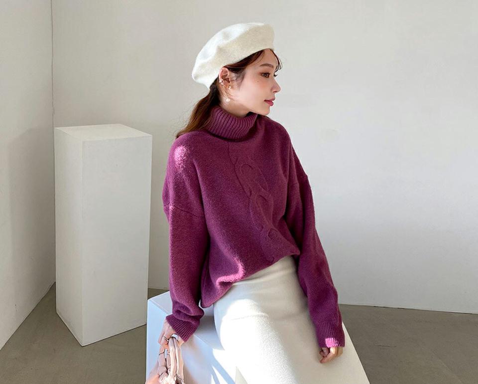 【只今10%OFF】アンバランスヘムタートルニット・全5色・t65837 レディース 【tops】【トップス ニット ニットトップス 長袖 タートル タートルネック アンバランス 単色 シンプル カジュアル 大人 秋 冬 韓国 ファッション】【ハイホリHIHOLLI】