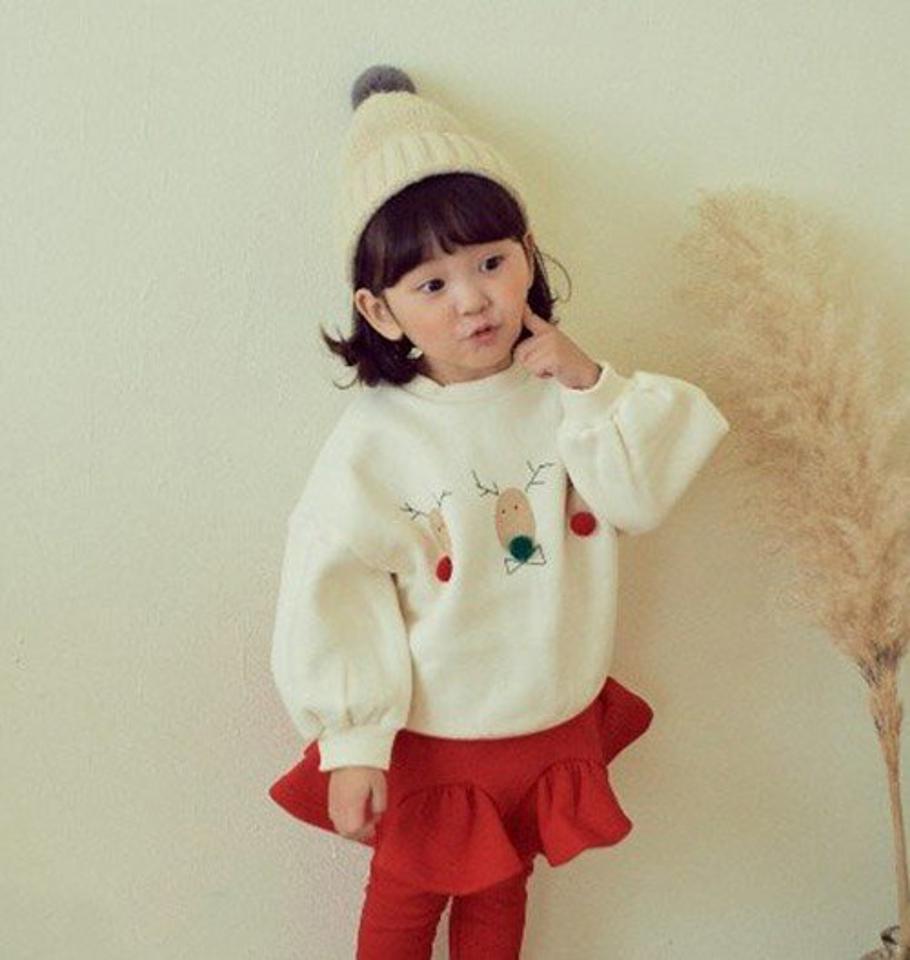 【キッズ30%OFF】裏起毛トナカイプリントスウェット・u10436 キッズ【3~8才】【tops】【トップス スウェット トレーナー 長袖 トナカイ クリスマス 裏起毛 カジュアル ラフ 立体 女の子 男の子 冬 韓国 韓国子供服 子供 こども 子供服 こども服】【KIDS】