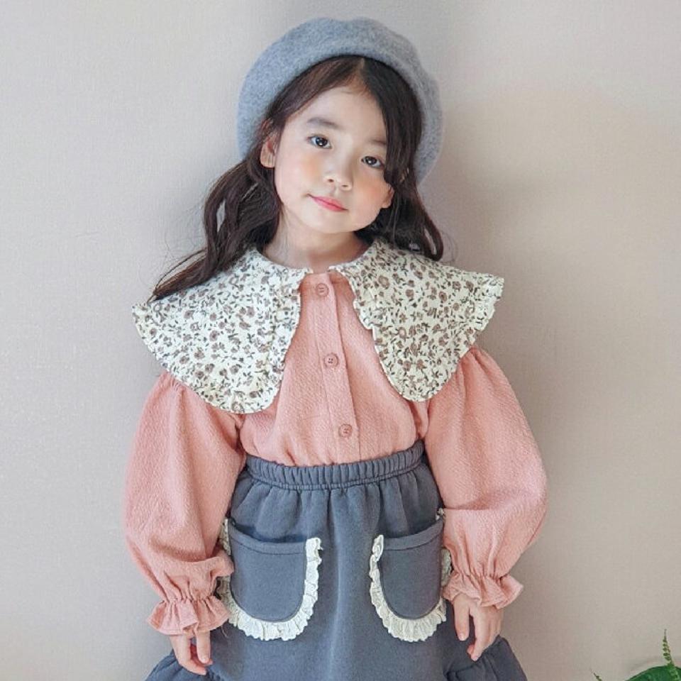 【キッズ30%OFF】フラワーカラーコットンブラウス・u10229 キッズ【3~8才】【bl】【トップス ブラウス 長袖 コットン 綿 フラワー 花柄 可愛い かわいい 女の子 秋 冬 韓国 韓国子供服 子供 こども 子供服 こども服】【KIDS】