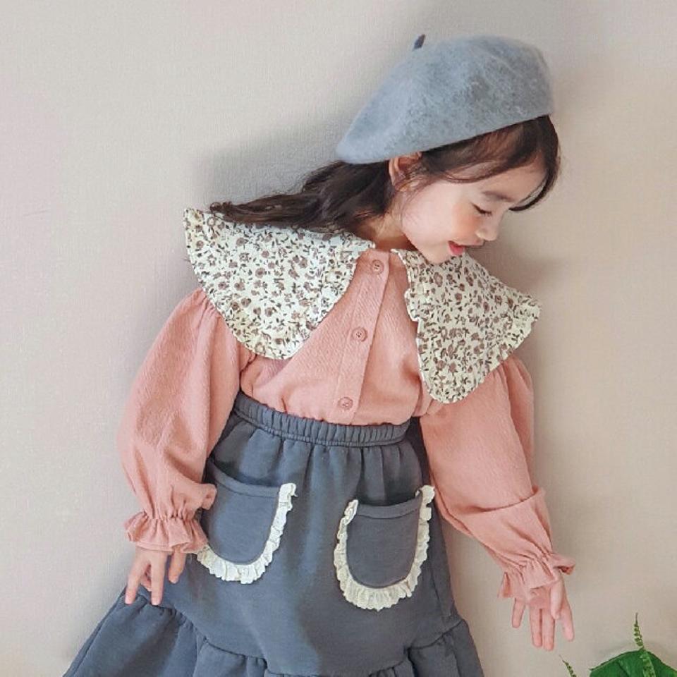 【キッズ30%OFF】フラワーカラーコットンブラウス・u10229 キッズ【3~8才】【bl】【トップス ブラウス 長袖 コットン 綿 フラワー 花柄 可愛い かわいい 女の子 秋 冬 韓国 韓国子供服 子供 こども 子供服 こども服】【KIDS】