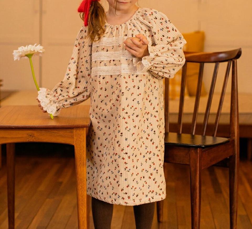 【キッズ30%OFF】ポイントレースローズワンピース・u10278 キッズ【3~8才】【ops】【ワンピース ミディ丈 ミディワンピース 長袖 花柄 フラワー ローズ 上品 レース フェミニン かわいい 女の子 秋 冬 韓国 韓国子供服 子供 こども 子供服 こども服】【KIDS】