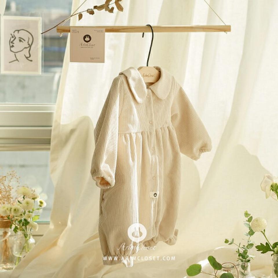 コーデュロイロンパース・p009383 キッズ【0~2才】【bc】【ロンパース 長袖 パンツ ズボン 長ズボン コーデュロイ シンプル 単色 丸襟 カジュアル 可愛い かわいい 女の子 男の子 秋 冬 韓国 韓国子供服 子供 こども 子供服 こども服】【KIDS】