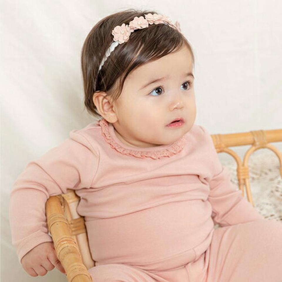 レースカラー上下SET(pink)・p009021 キッズ【0~2才】【set】【セットアップ setup トップス 長袖 パンツ ズボン 長ズボン レース 襟コンシャス 上下 単色 無地 シンプル 女の子 秋 冬 韓国 韓国子供服 子供 こども 子供服 こども服】【KIDS】