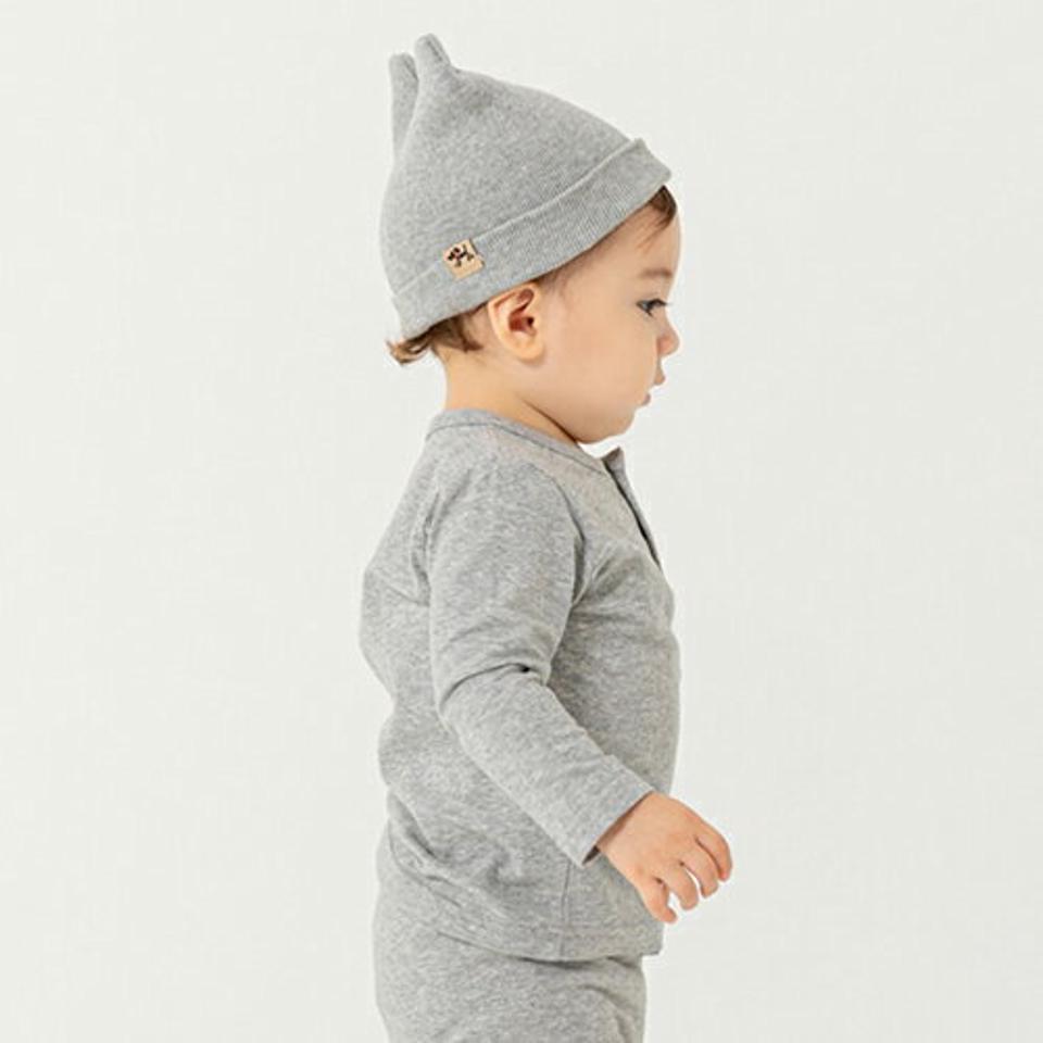 ツーボタン長袖Tシャツ(gray)・p009031 キッズ【0~2才】【tops】【トップス Tシャツ 長袖 ボタン 単色 無地 シンプル カジュアル ラフ 女の子 男の子 秋 冬 韓国 韓国子供服 子供 こども 子供服 こども服】【KIDS】
