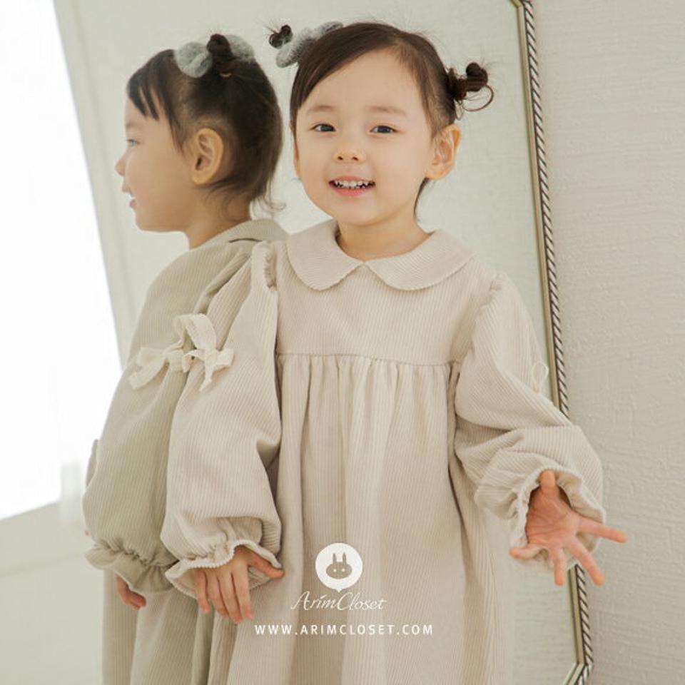 サイドリボンコットンワンピース・p009224 キッズ【0~2才】【ops】【ワンピース ロング ロングワンピース 長袖 コットン 綿 リボン りぼん レース フリル 可愛い かわいい ガーリー 女の子 秋 冬 韓国 韓国子供服 子供 こども 子供服 こども服】【KIDS】