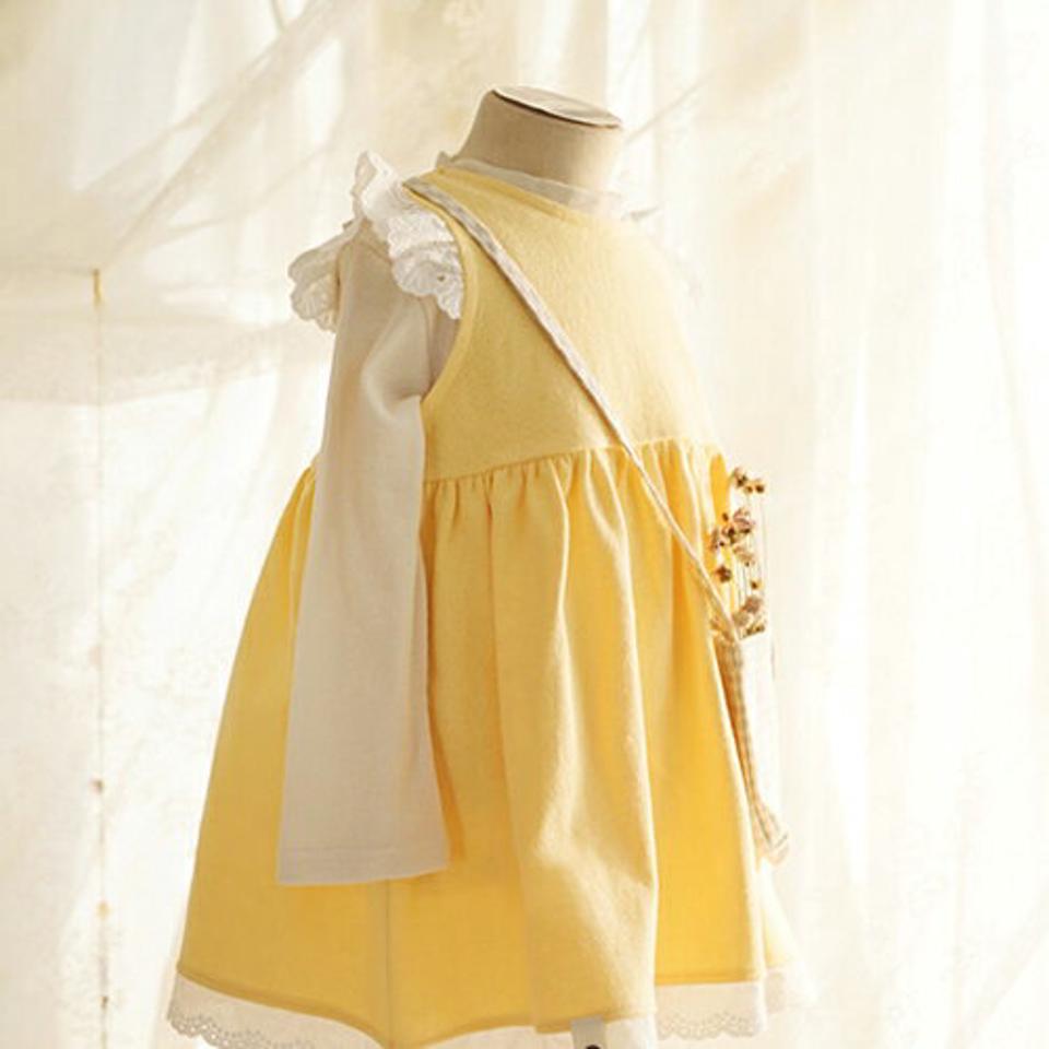 コットンスリーブレスワンピース・p009381 キッズ【0~2才】【ops】【ワンピース ロング ロングワンピース スリーブレス ノースリーブ コットン 綿 レース フリル 可愛い かわいい 女の子 秋 冬 韓国 韓国子供服 子供 こども 子供服 こども服】【KIDS】