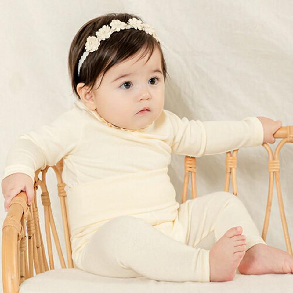 レースカラー上下SET(cream)・p009014 キッズ【0~2才】【set】【セットアップ setup トップス 長袖 パンツ ズボン 長ズボン レース 襟コンシャス 上下 単色 無地 シンプル 女の子 秋 冬 韓国 韓国子供服 子供 こども 子供服 こども服】【KIDS】