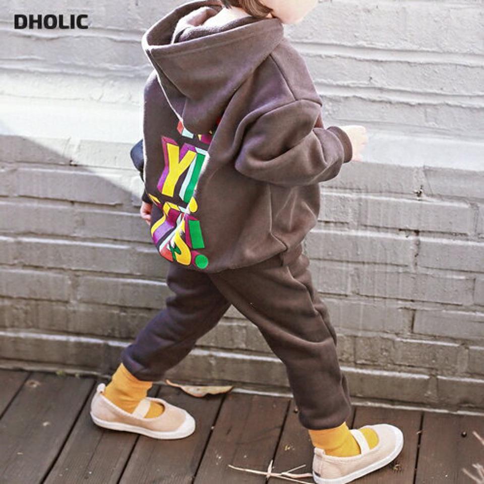 両起毛YESフーディ上下SET・p010386 キッズ 【3~8才】【SET】【韓国 ファッション セットアップ スウェット トレーナー Tシャツ パーカー 長袖 パンツ ロング アウトドア 運動 ロゴ レタリング キッズ 子供 子供服 幼稚園 通学 通園 低学年 秋 冬】【KIDS】