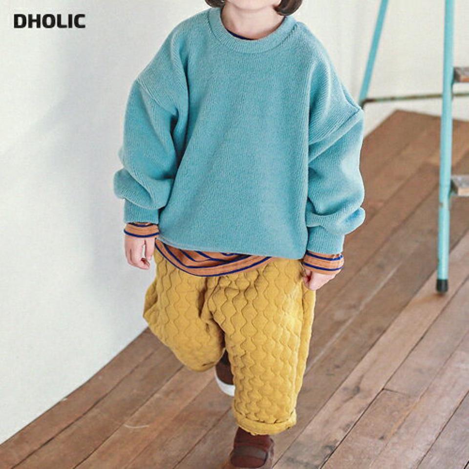 起毛スウェット&キルティングパンツ上下SET・p010397 キッズ 【3~8才】【SET】【韓国 ファッション セットアップ トレーナー Tシャツ カットソー 長袖 パンツ ロング キルト 女の子 男の子 キッズ 子供 子供服 幼稚園 通学 通園 低学年 秋 冬】【KIDS】【WS】