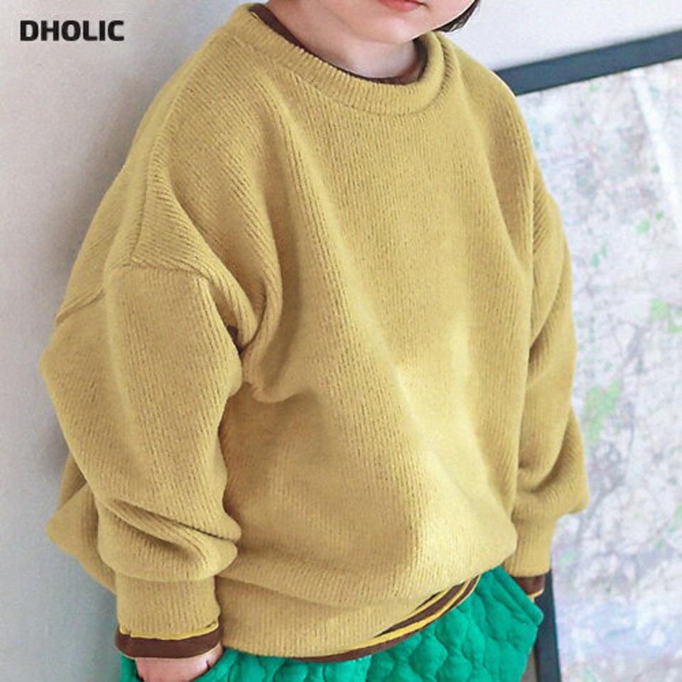 起毛オーバーニット・p010402 キッズ 【3~8才】【tops】【韓国 ファッション トップス　ニット 長袖 ルーズ ゆったり リブニット 女の子 男の子 無地 ユニセックス キッズ 子供 子供服 幼稚園 通学 通園 低学年 秋 冬】【KIDS】【WS】