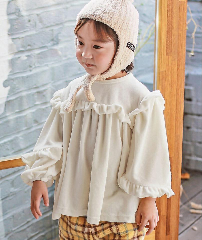 【キッズ30%OFF】起毛フリルショートワンピース・p010383 キッズ 【3~8才】【tops】【韓国 ファッション トップス Tシャツ カットソー ロング ラウンドネック フレア ルーズ ゆったり フリル 女の子 キッズ 子供 子供服 幼稚園 通学 通園 低学年 秋 冬】【KIDS】