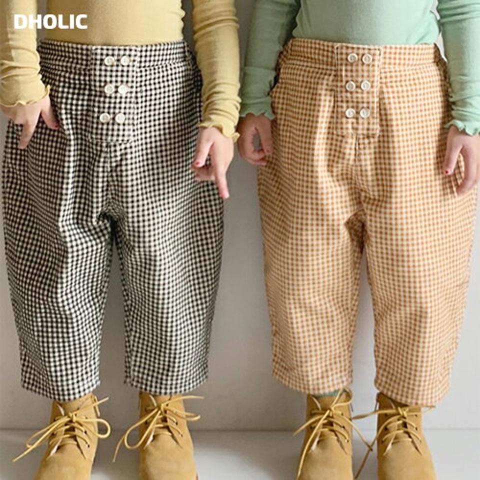【キッズ30%OFF】フロントボタンミニチェックパンツ(junior)・u10149 キッズ 【9~17才】【pt】【韓国 ファッション ボトムス パンツ スラウチパンツ テーパード ワイド ルーズ パターン 柄 女の子 男の子 キッズ 子供 こども 子供服 通学 小学生 ジュニア 秋 冬】【KIDS】