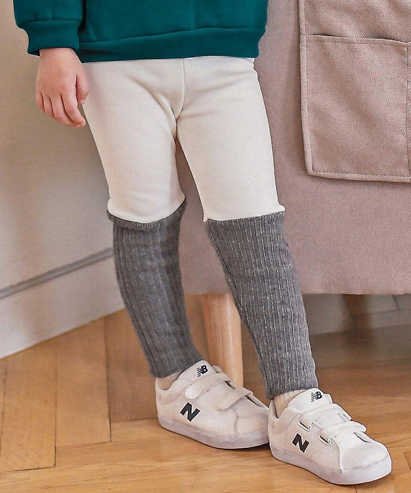 ファー裏地配色リブレギンス・p010417 キッズ【3~8才】【pt】【レギンス パンツ ズボン ロングパンツ リブ ファー カジュアル 女の子 男の子 冬 韓国 韓国子供服 子供 こども 子供服 こども服】【KIDS】