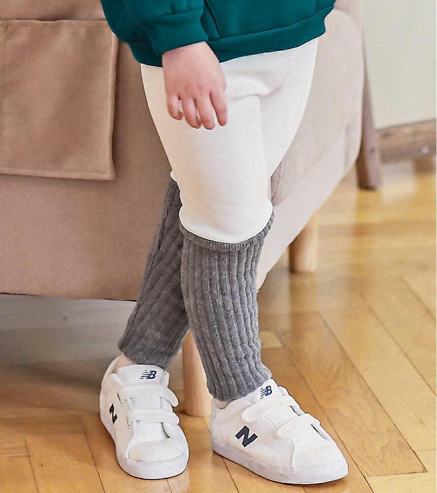 ファー裏地配色リブレギンス・p010417 キッズ【3~8才】【pt】【レギンス パンツ ズボン ロングパンツ リブ ファー カジュアル 女の子 男の子 冬 韓国 韓国子供服 子供 こども 子供服 こども服】【KIDS】