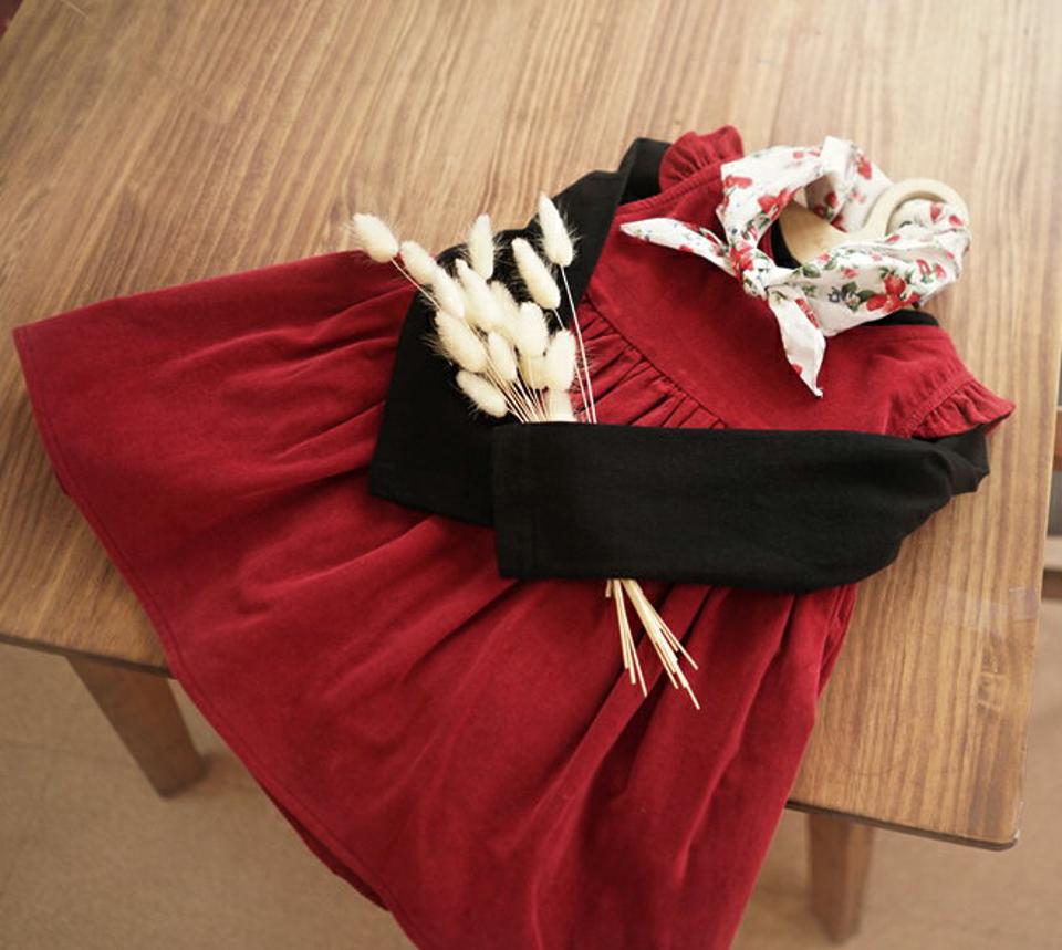 コットンスリーブレス・p009752 キッズ【0~2才】【ops】【ワンピース ロング ロングワンピース スリーブレス ノースリーブ コットン 綿 単色 レイヤード 秋 冬 韓国 韓国子供服 子供 こども 子供服 こども服】【KIDS】