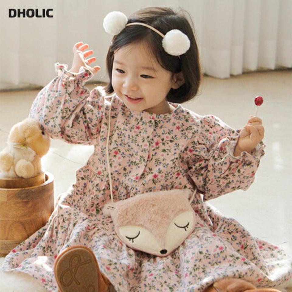 パフ袖フラワーワンピース・p009750 キッズ【0~2才】【ops】【ワンピース ロング ロングワンピース 長袖 花柄 フラワー パフ袖 パフスリーブ 可愛い かわいい 小花柄 女の子 秋 冬 韓国 韓国子供服 子供 こども 子供服 こども服】【KIDS】