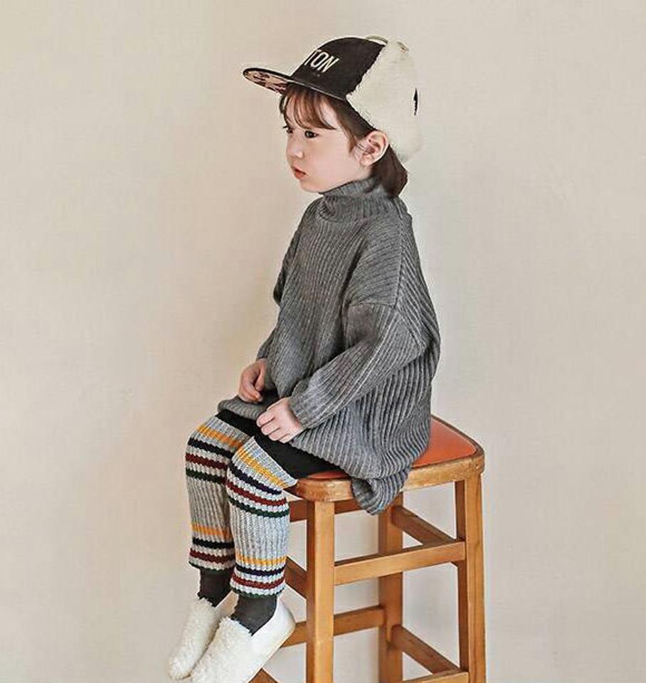 【キッズ30%OFF】起毛リブTシャツ上下SET・p010392 キッズ【3~8才】【set】【セット set トップス Tシャツ リブ リブトップス 長袖 起毛 ハイネック レギンス パンツ ボーダー柄 カジュアル 女の子 男の子 秋 冬 韓国 韓国子供服 子供 こども 子供服 こども服】【KIDS】