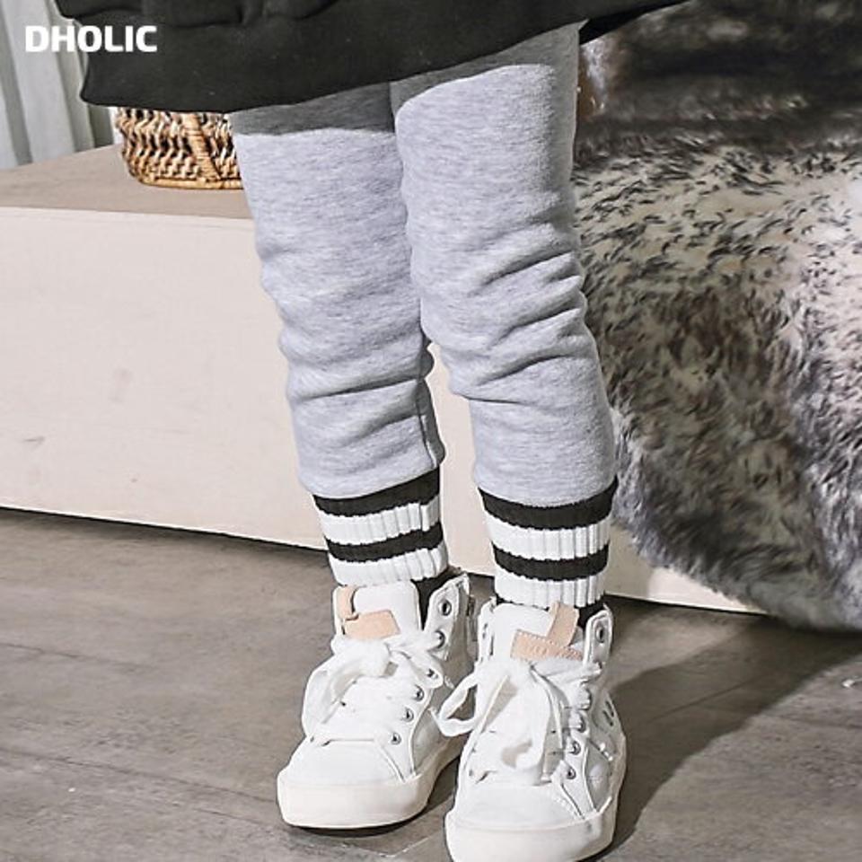 ファー裏地ボーダーヘムレギンス・p010379 キッズ【3~8才】【pt】【レギンス パンツ ズボン ロングパンツ ボーダー柄 ファー カジュアル ライン ラフ 女の子 男の子 冬 韓国 韓国子供服 子供 こども 子供服 こども服】【KIDS】
