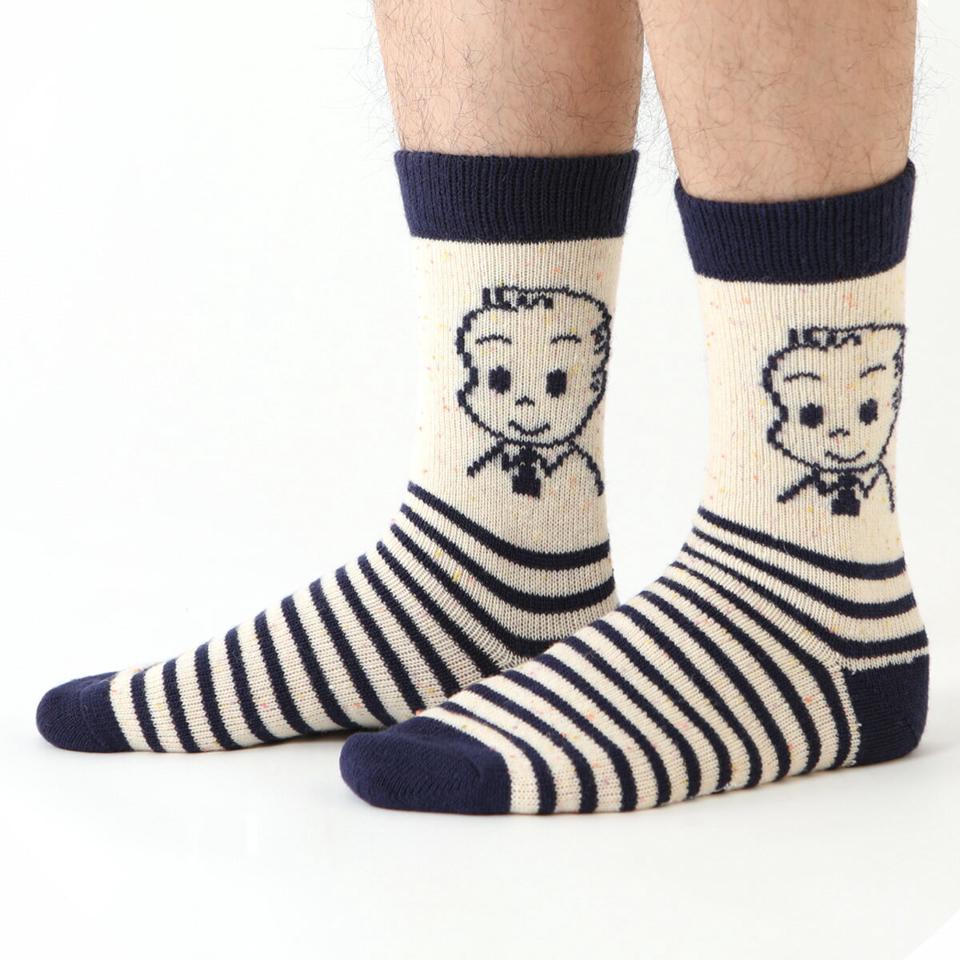 【あす楽】【靴下屋】 OSAMU GOODS メンズボーダーソックス 25.0〜27.0cm / Tabio 靴下 タビオ くつ下 ウール 原田治 オサム 日本製