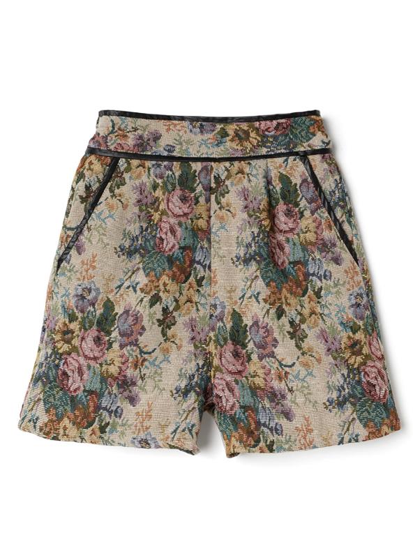 ゴブラン織花柄ショートパンツ