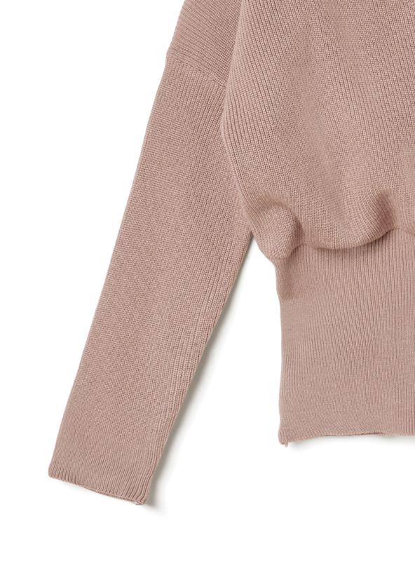 レースハイネックドッキングカシュクールニットトップス