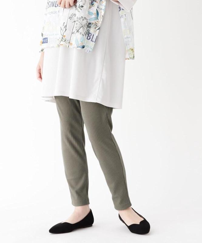 スパンリブストレートパンツ
