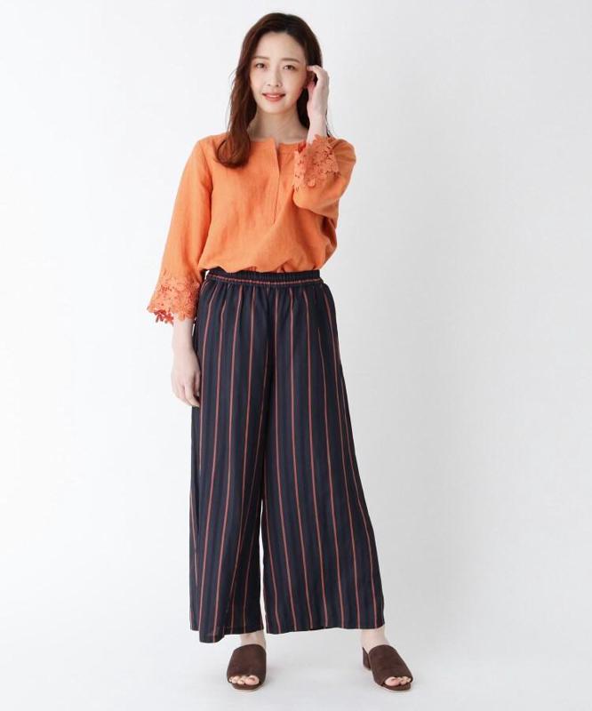 ストライプワイドパンツ