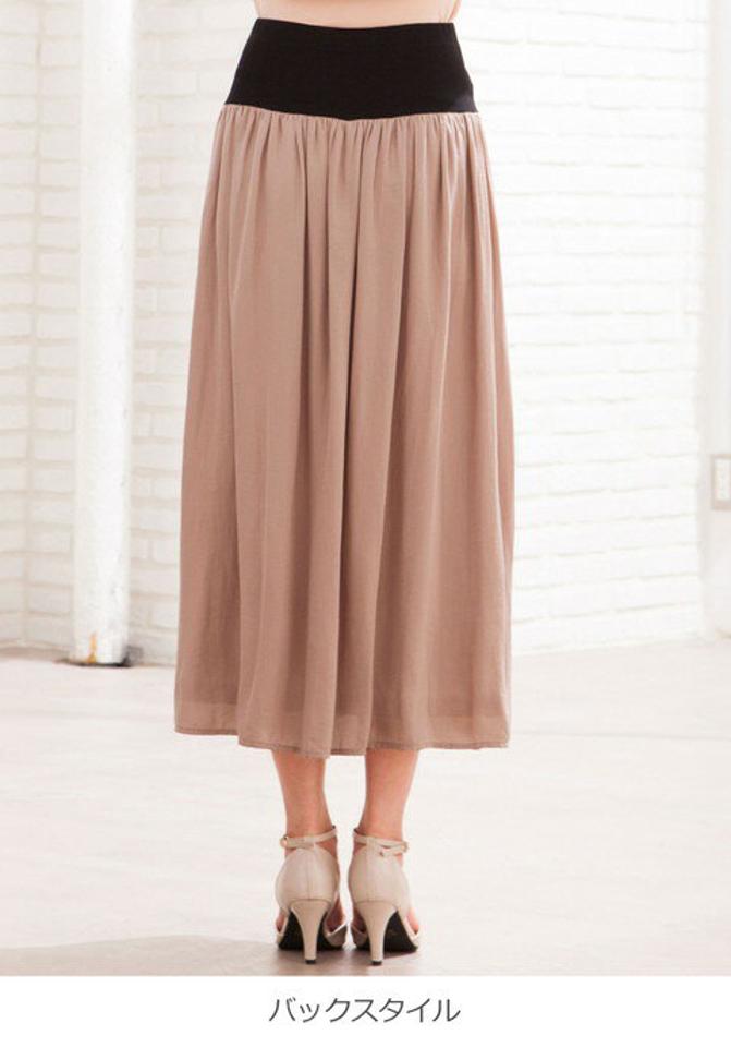 マタニティ スカート 産前産後対応 ヴィンテージサテン ギャザーロングスカート 産前 産後 妊婦服 マタニティーウェア マタニティ maternity 大きいサイズ レディース