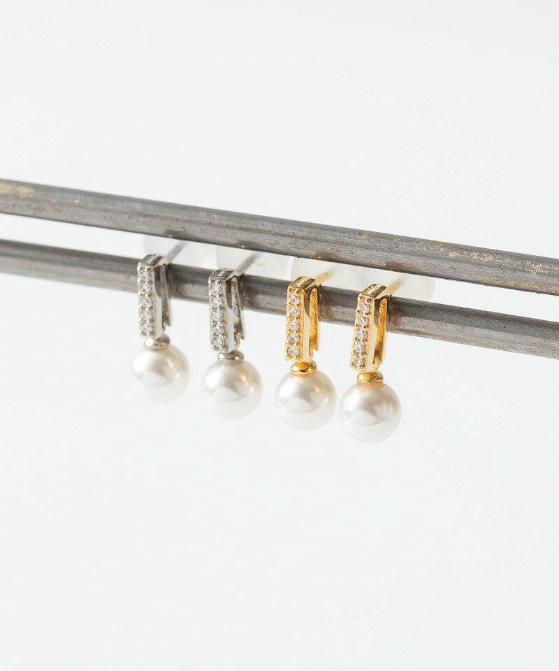 【閉店セール 20%OFF】GP(SV925)/SV925 パヴェバーモチーフ＆ガラスパールピアス ギフト 誕生日 お礼 プレゼント アクセサリー ジュエリー 人気 流行 おしゃれ 入学式 卒業式 結婚式 ピアス パール ニッケルフリー
