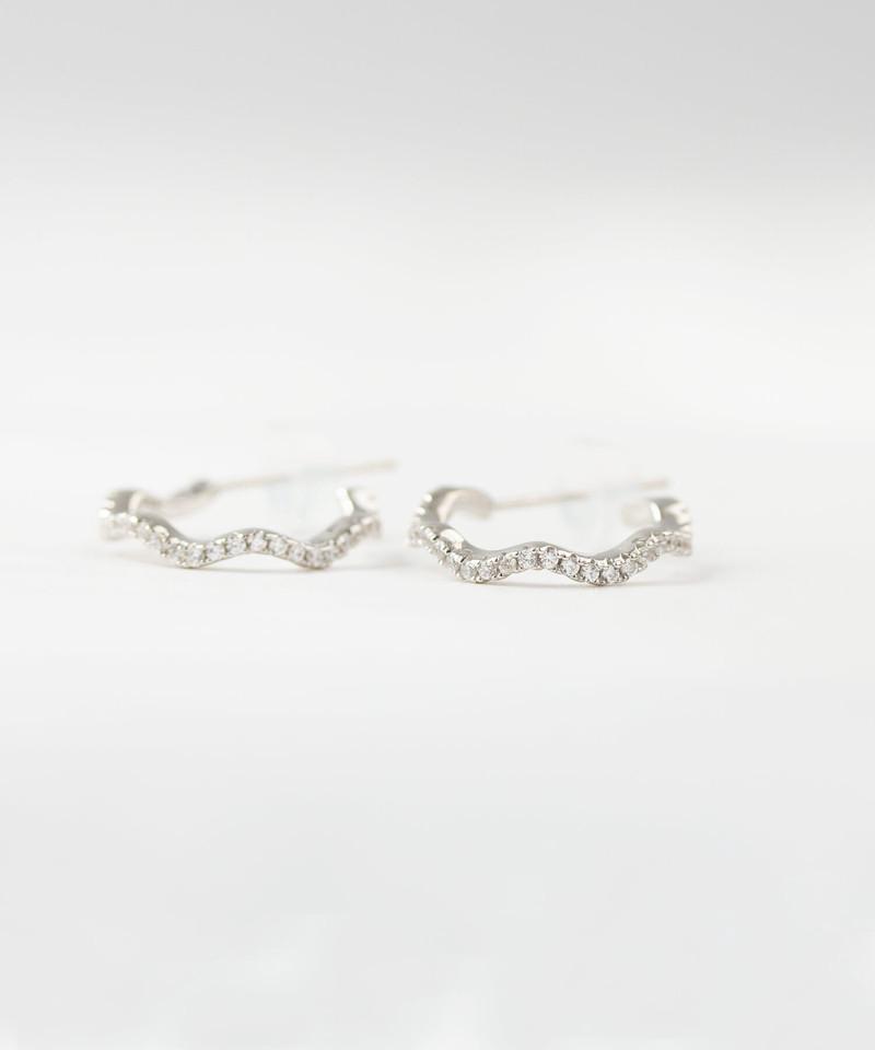 【閉店セール 20%OFF】GP(SV925)/SV925 パヴェウェーブミニフープピアス ギフト 誕生日 お礼 プレゼント アクセサリー ジュエリー 人気 流行 おしゃれ ピアス ニッケルフリー
