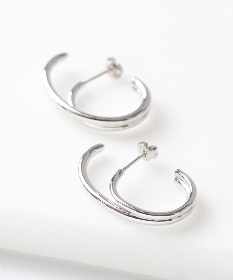 ＜SALE50%OFF＞ラウンドカフシルエットフープピアス