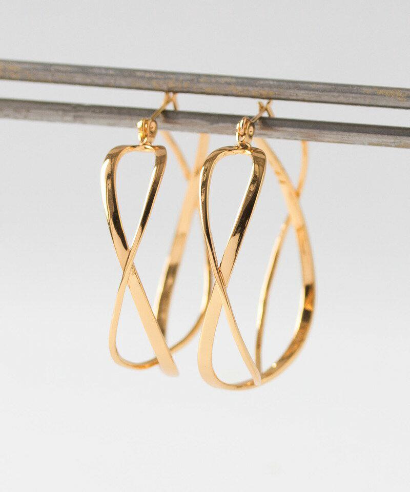 ＜SALE50%OFF＞クロスラインフープピアス