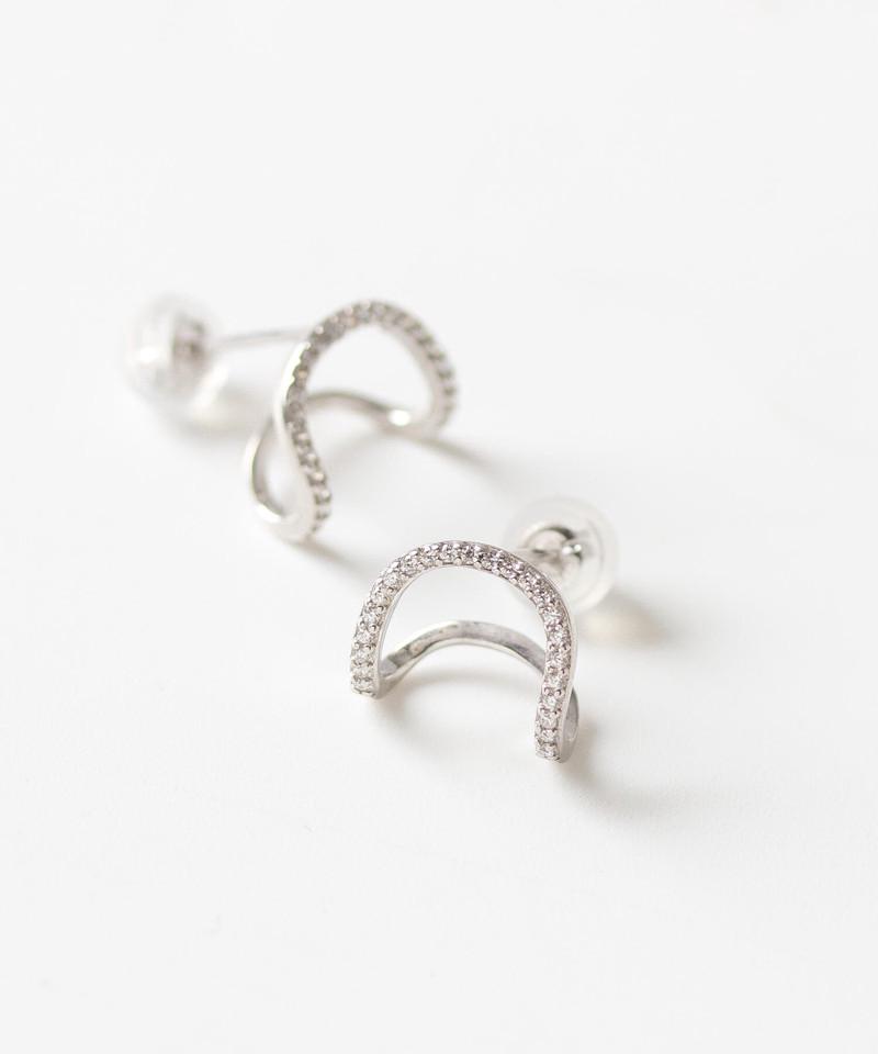 ＜SALE30%OFF＞SV925 パヴェカーブシルエットピアス