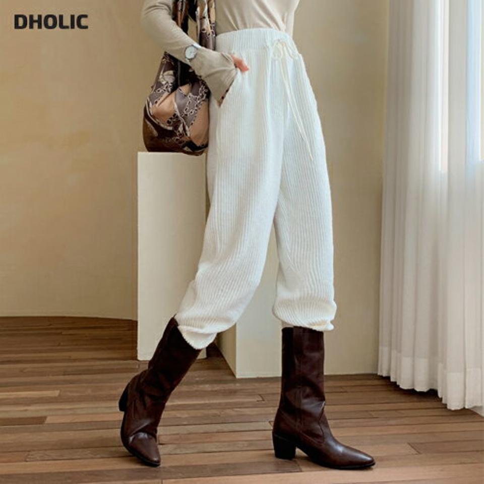 リブジョガーパンツ・全2色・t61329 レディース 【pt】【韓国 ファッション ボトムス パンツ ロング フルレングス 10分丈 十分丈 絞り ウエストゴム ルーズ ゆったり リブパンツ 無地 ワンマイルウェア 楽 カジュアル 秋 冬】