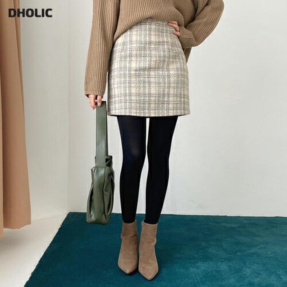 チェックミニスカート・全2色・t61327 レディース 【sk】【韓国 ファッション ボトムス スカート ミニ ショート Hライン 台型 パターン 柄 ツイード風 端正 カジュアル 秋 冬】